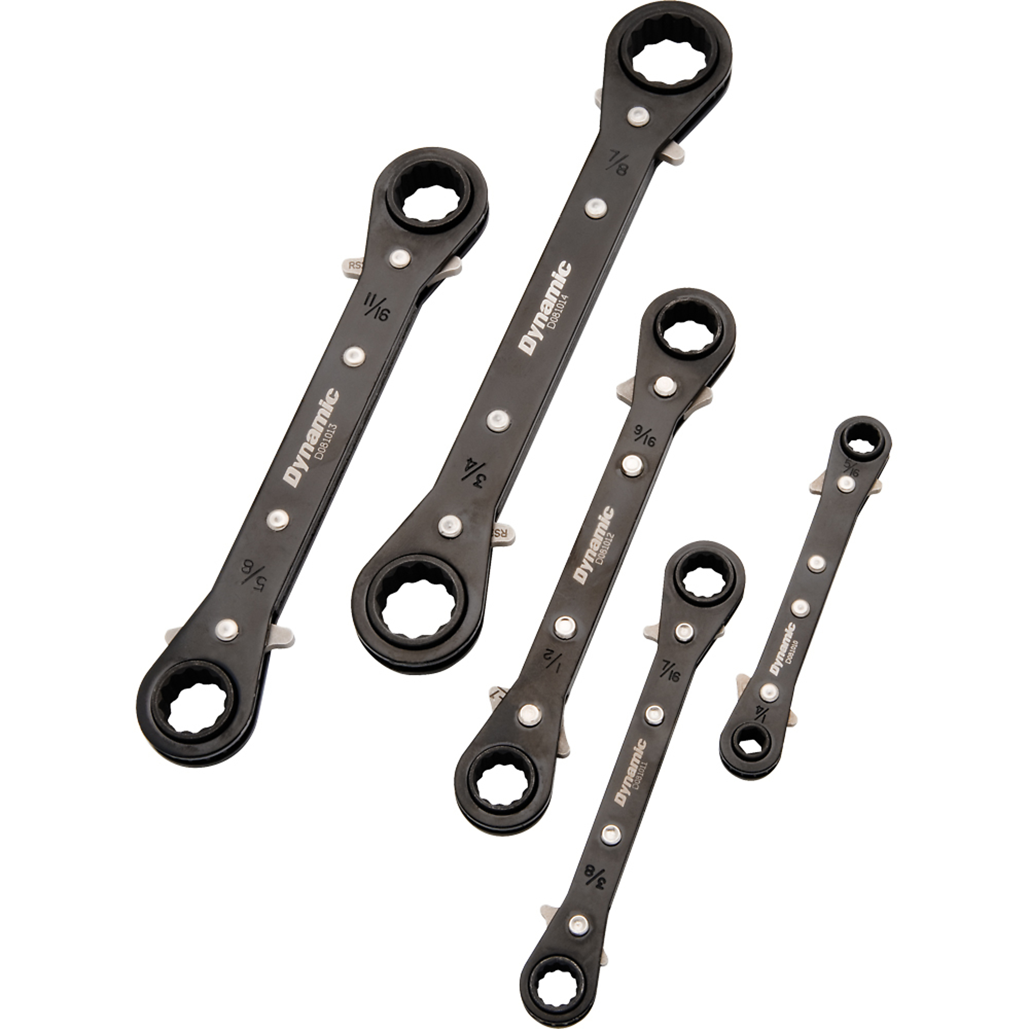 Dynamic Tools, 5 Piece SAE Double Box Ratcheting Wrench Set, Model# D081203